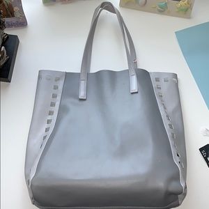 Gray two toned tote bag